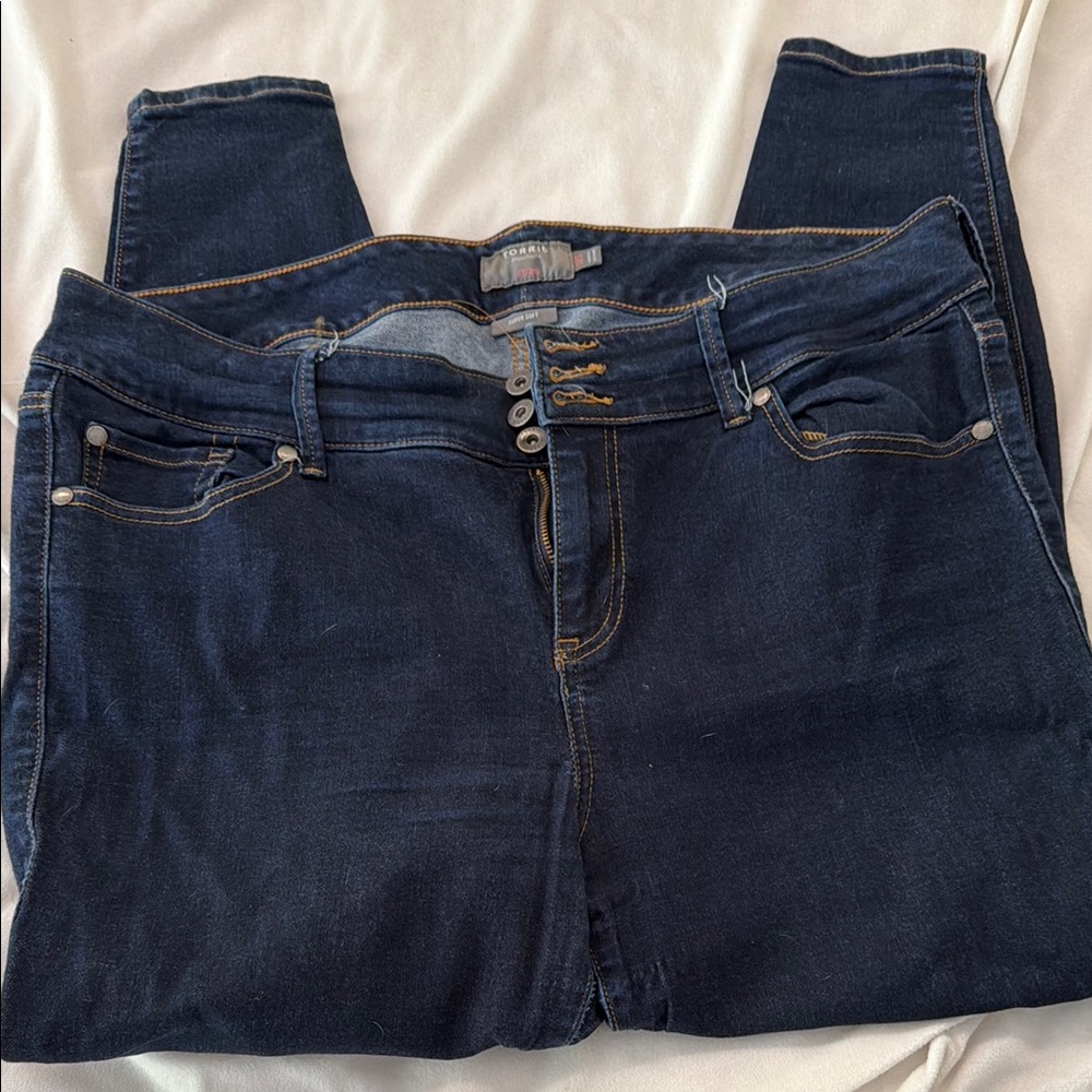 Dark Blue Women's Stretch Denim Jeans - Classic Fit